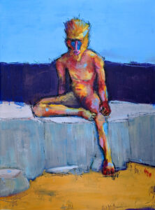 mandril on rock painting